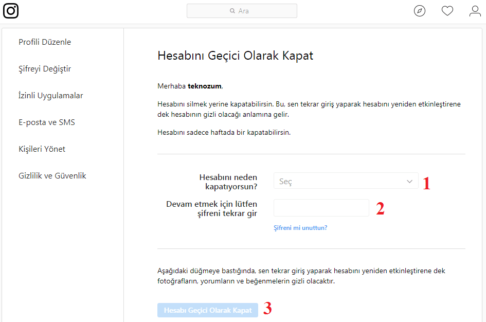 Instagram Hesap Dondurma